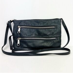 HOBO Mara Navy Blue Gray Leather Boho Crossbody Bag Purse